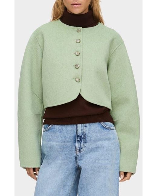 ALIGNE Green Angelina Wool Blend Crop Jacket