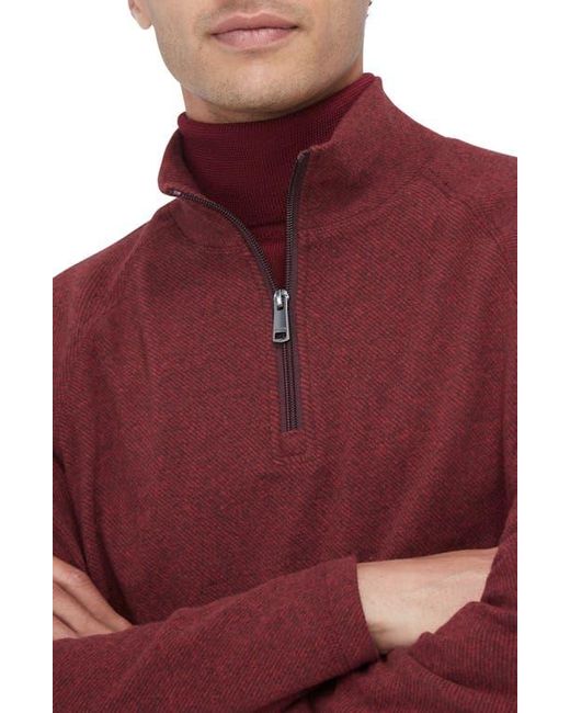 Bugatchi Red Quarter Zip Pullover for men