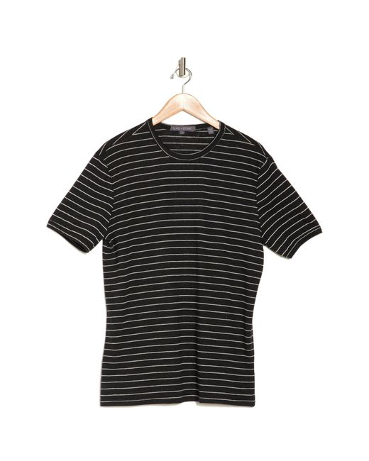 Slate & Stone Black Stripe Linen Blend Slub T-shirt for men