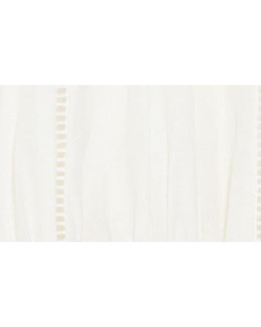Ramy Brook White Ryan Lace Trim Linen Minidress