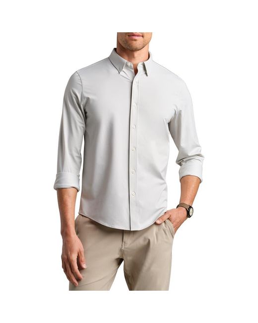 Rhone Gray Commuter Classic Fit Stretch Button-Up Shirt for men
