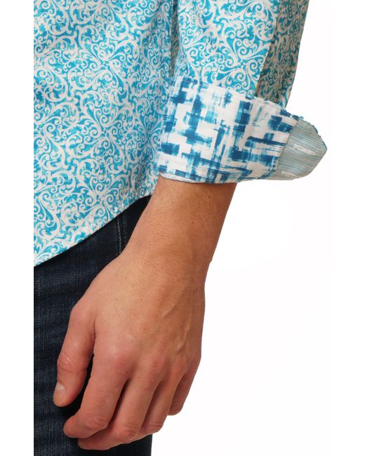 Robert Graham Blue Madrone Long-sleeve Button-down Shirt for men