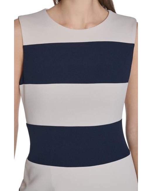 Calvin Klein Blue Stripe Sleeveless Sheath Dress