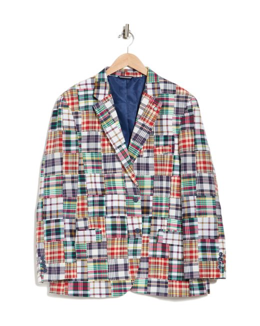 Nautica Madras Plaid Patchwork Two Button Notch Lapel Cotton Sport Coat In Blue At Nordstrom Rack for men