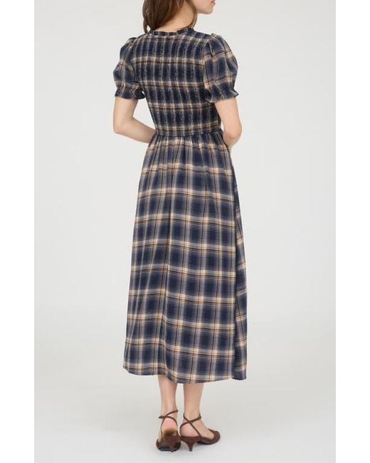 AUGUST SKY Multicolor Plaid Tie Front Midi Dress