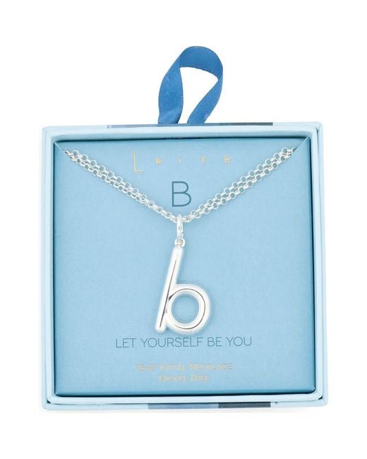 Leith Blue Lowercase Initial Bubble Pendant Necklace