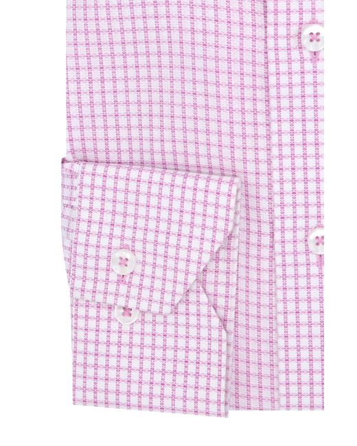 Lorenzo Uomo Pink Trim Fit Textured Windowpane Dress Shirt for men