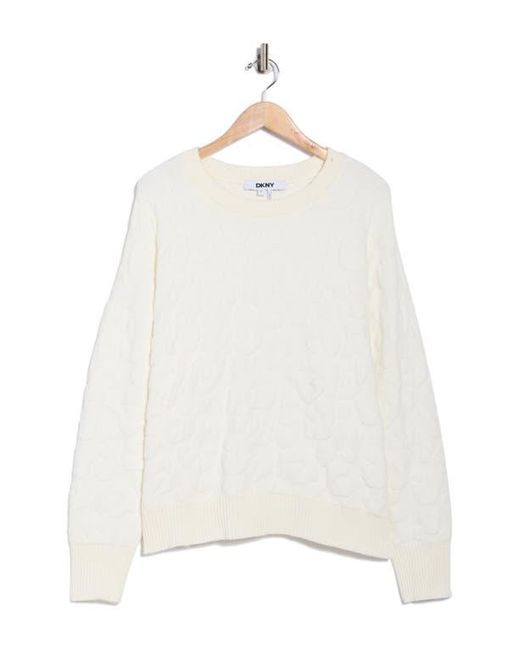 DKNY White Cheetah Chenille Sweater