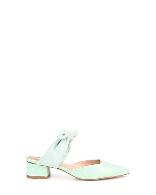 Journee Collection Blue Lizard-Embossed Vegan Leather Block Heel Mules