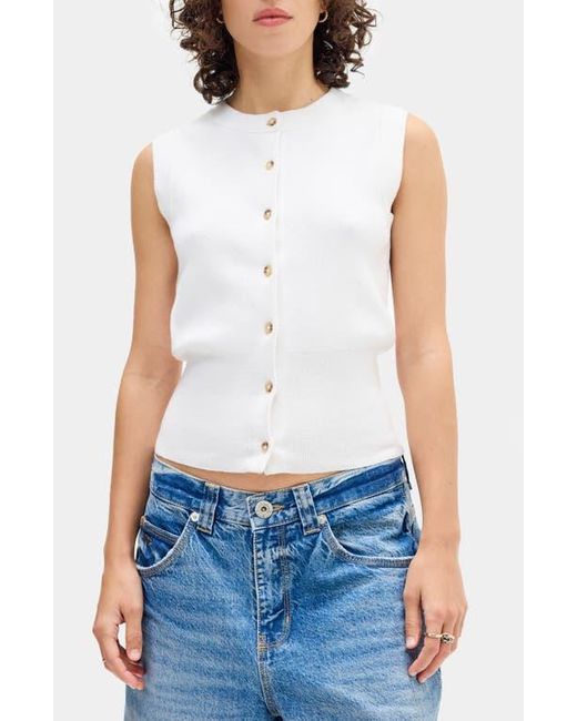 BDG White Front Button Knit Sweater Vest