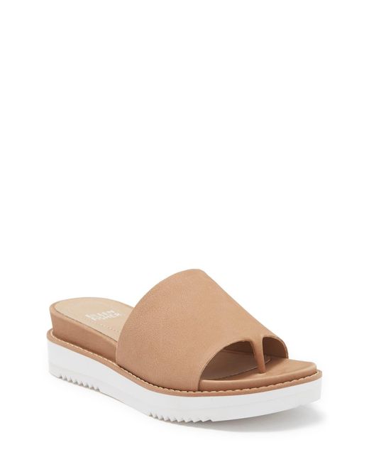 Eileen Fisher Touch Leather Platform Slide Sandal In Honey At Nordstrom Rack | Lyst