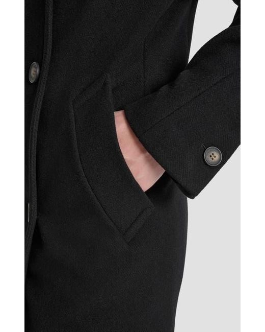 DKNY Black Double Breasted Wool Blend Military Coat