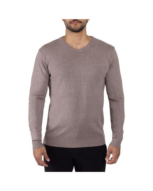 Xray Jeans Gray V-Neck Ribbed Knit Sweater for men