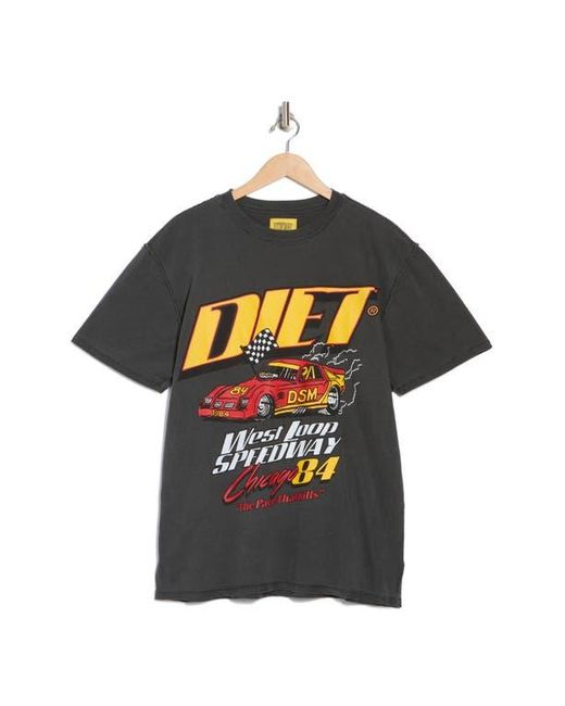 DIET STARTS MONDAY Black West Loop Speedway Graphic T-Shirt for men