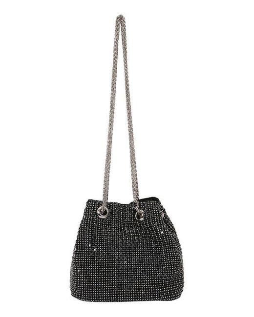 BERNESS Black Rhinestone Bucket Bag