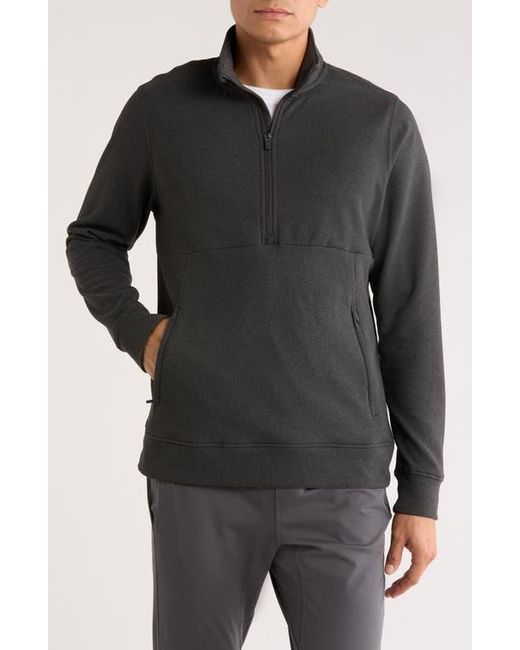 90 Degrees Black Ultra Mélange Fleece Half Zip Sweatshirt for men