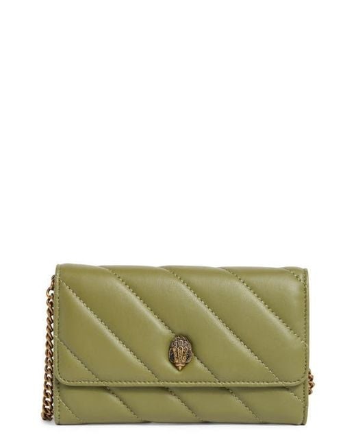 Kurt Geiger Green Soho Leather Wallet On Chain