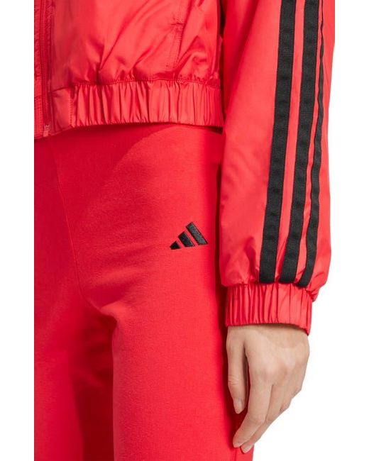 Adidas Red Essentials 3-Stripes Water Repellent Crop Track Jacket