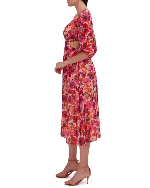 Julia Jordan Red Floral Cutout Midi Dress