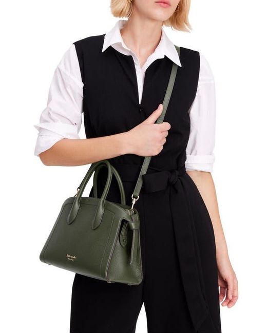 Kate Spade Women's Green Medium Knott Pebbled Leather Satchel