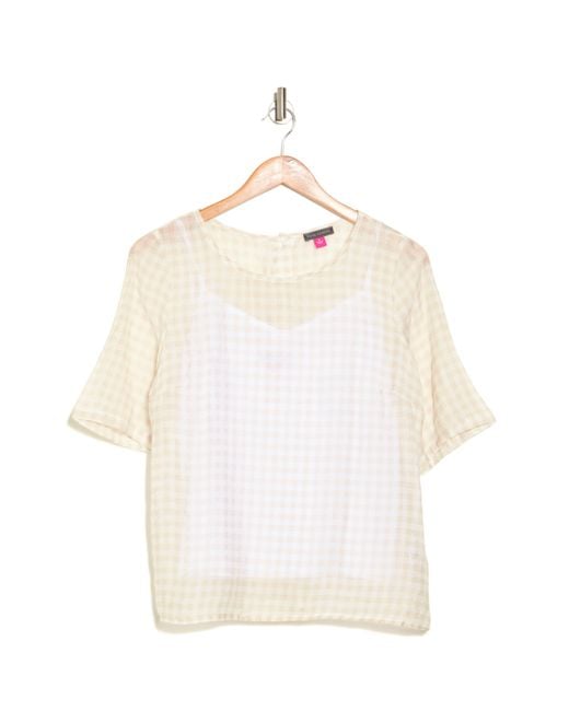 Vince Camuto White Lawn Gingham Top