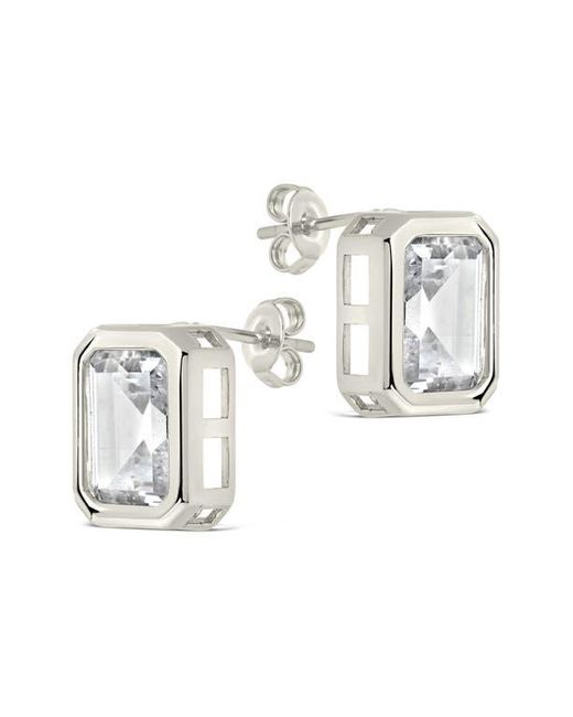 Sterling Forever White Camille Bezel Cubic Zirconia Stud Earrings