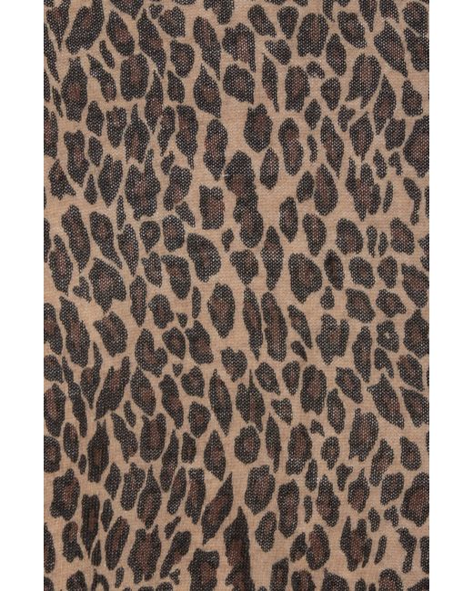 Portolano Black Leopard Print Wool Blend Scarf