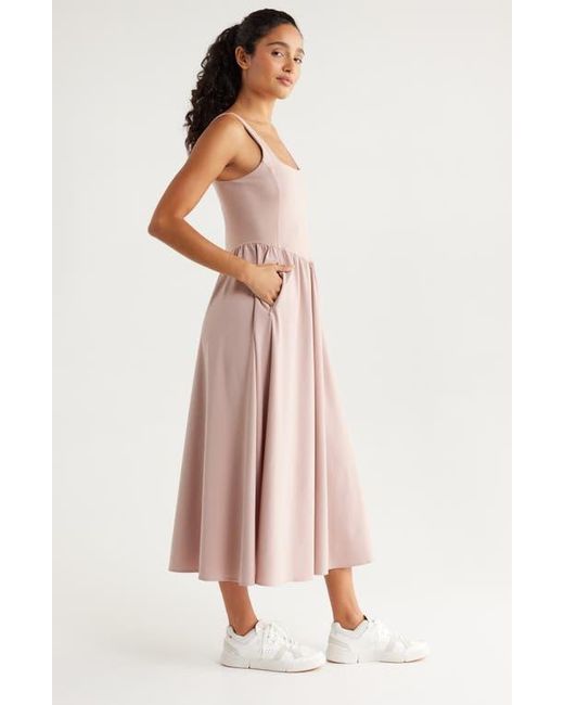 knee length dresses for ladies Behati Tiered Layer Midi Dress Blue