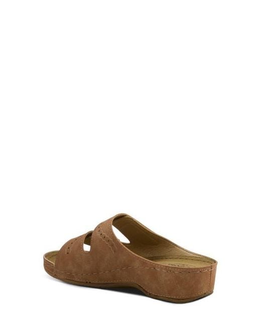 Flexus by Spring Step Brown Double Strap Wedge Sandal