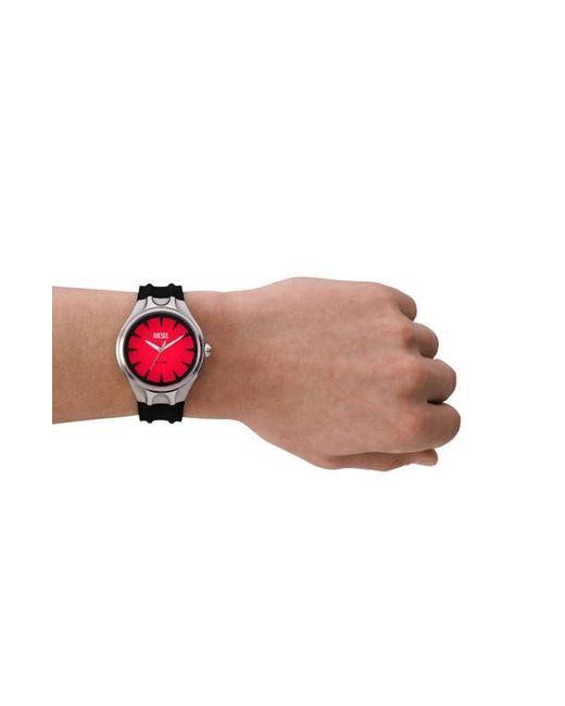 DIESEL Red Streamline Silicone Strap Watch, 44Mm for men