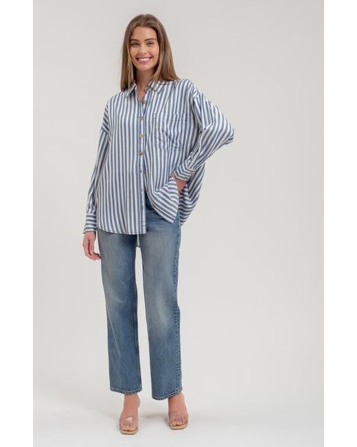 Blu Pepper Blue Stripe Button Down Top