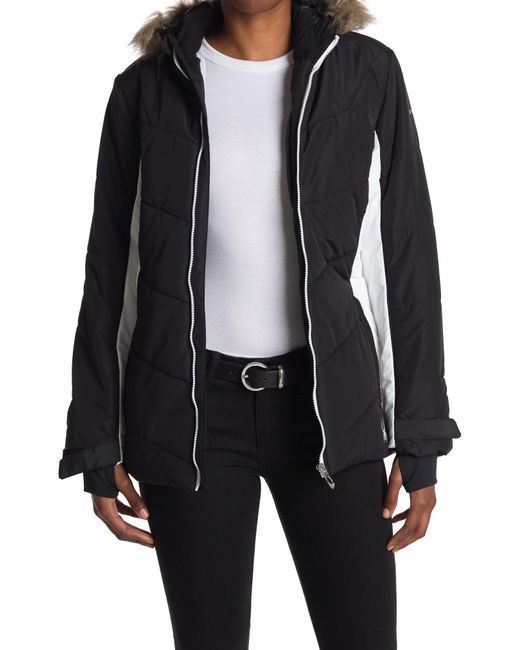 Spyder Wren Colorblock Faux Fur Trim Hood Jacket In Black At Nordstrom Rack