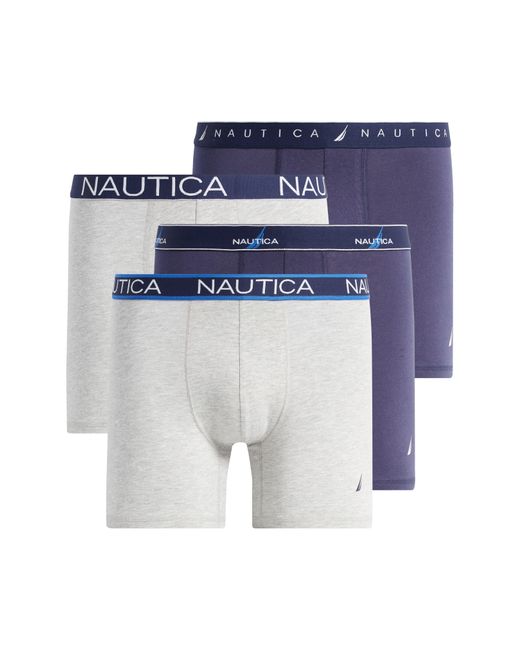 Nautica Blue 4-pack Assortesd Stretch Cotton Boxer Breifs for men