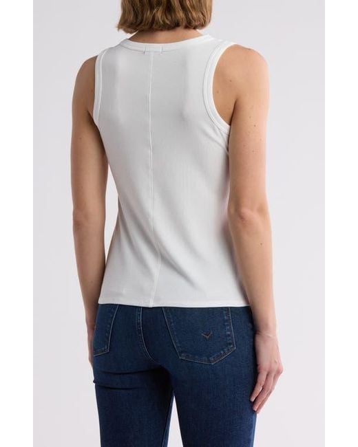 Halogen® Blue Fitted Ribbed Tank Top
