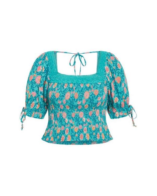 City Chic Blue Aurora Puff Sleeve Top