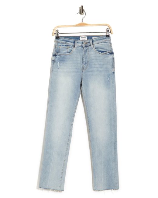 Kensie Blue High Waist Slim Straight Leg Jeans In Pace W/dest At Nordstrom Rack