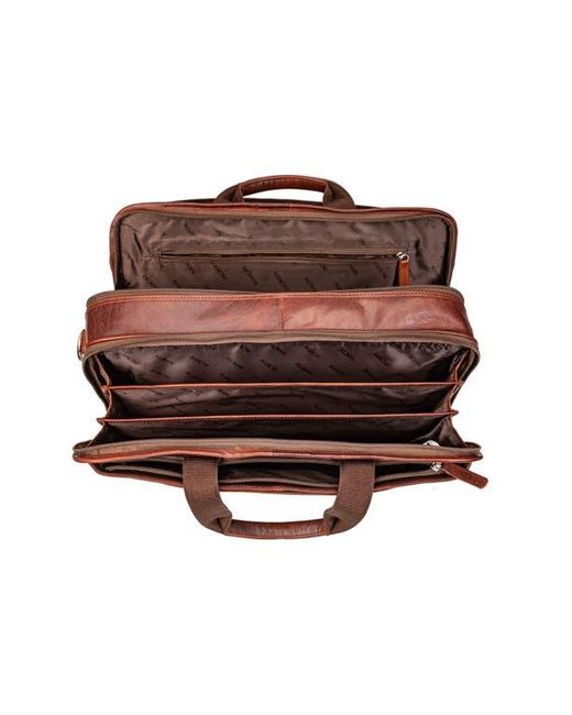 Mancini Brown Double Compartment Leather Briefcase for men