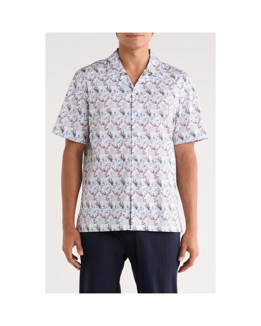 Bugatchi White Cole Short Sleeve 8-Way Stretch Ooohcotton Camp Shirt for men