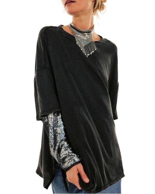 Free People Black Nellie Sequin Twofer Top