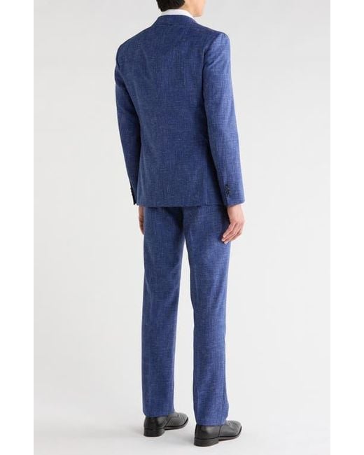 John Varvatos Blue Solid Wool Blend Suit for men