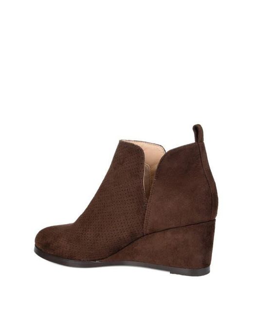 Journee Collection Brown Mylee Perforated Wedge Bootie