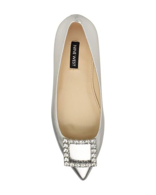 Nine West White Jesike Pointed Toe Flat