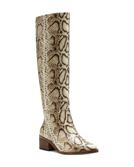 Vince Camuto Beaanna Knee High Boot In Natural Snake Print Leather At Nordstrom Rack
