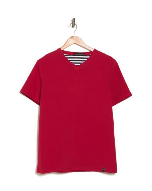 T.R. Premium Red Solid V-Neck T-Shirt for men