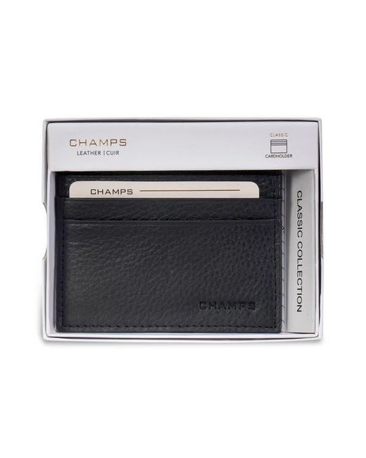 CHAMPS Black Slim Leather Card Wallet