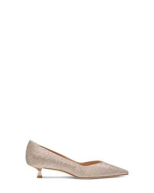 Stuart Weitzman White Eva Kitten Heel Pointed Toe Pump