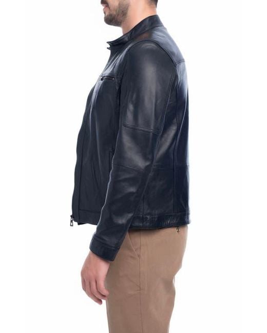 VELLAPAIS Blue Soft Leather Jacket for men