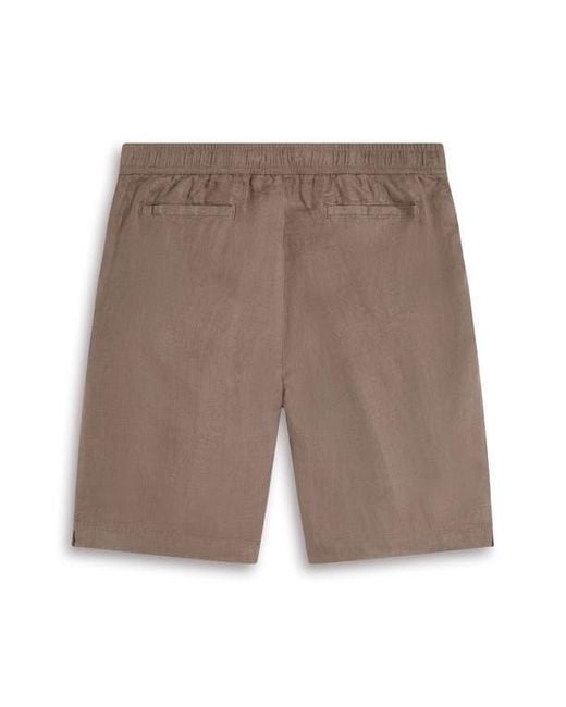 Bugatchi Brown Trent Drawstring Linen Shorts for men