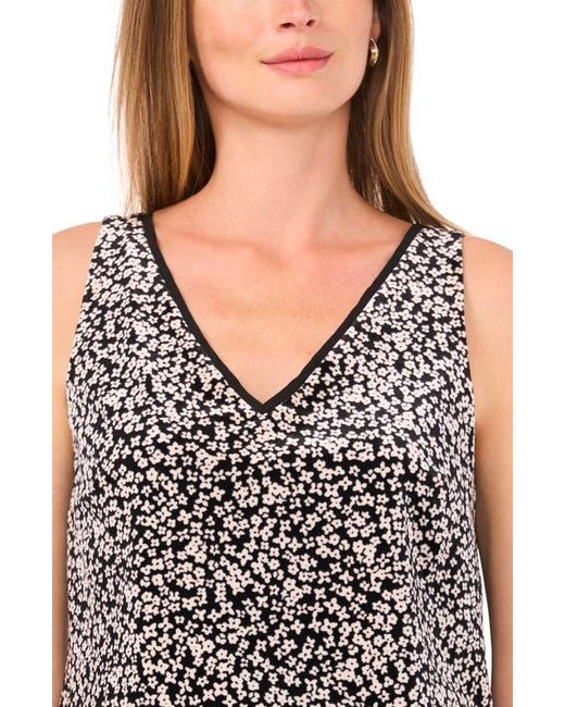 1.STATE Blue V-Neck Printed Shell
