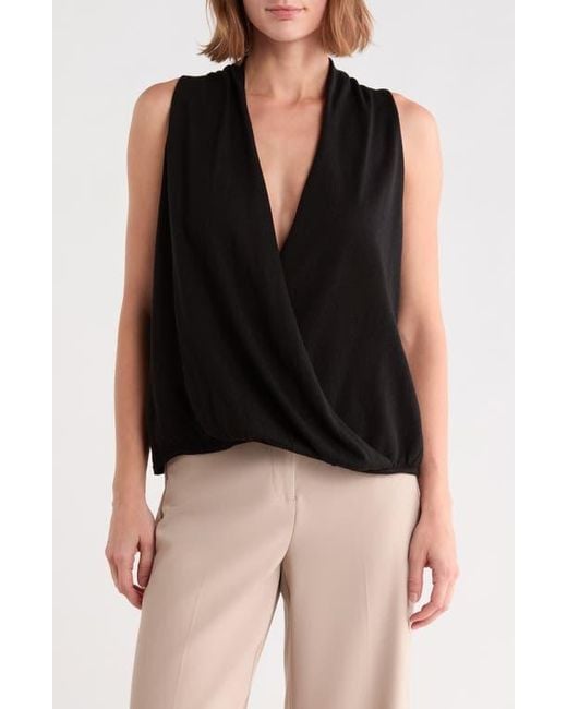 Max Studio Black Drape Front Top